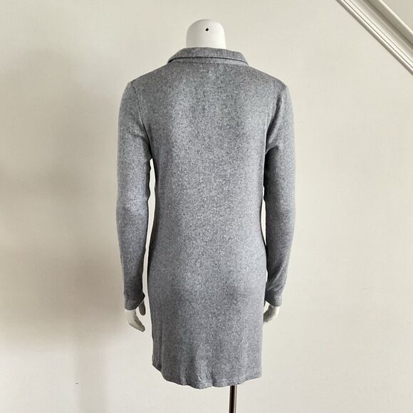 Walter Baker Dress Grey Rhonda Long Sleeve V-neck Button Front M - Picture 3 of 9
